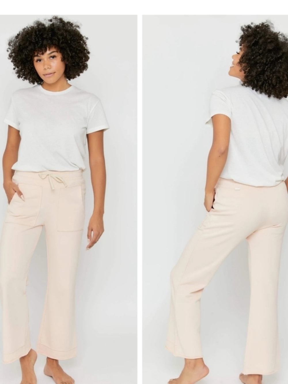 Oliver Logan The Anita Wide-Leg Drawstring knit Pants in Light Blush